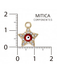 Ojo de Strass Dorado/Rojo...