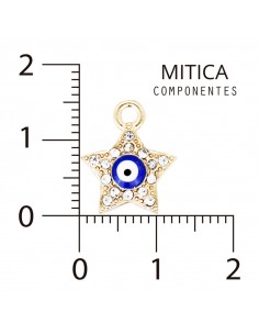 Ojo de Strass Dorado/Azul...