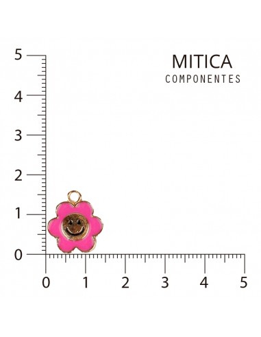 Dije Flor Esmaltado Dorado/Fucsia...