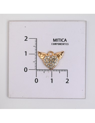 Corazón con Alas de Strass Dorado...
