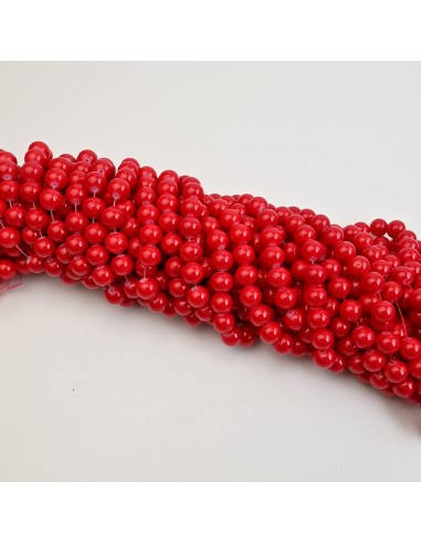 Cuenta de Vidrio 10mm Rojo [1tira ]
