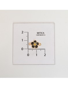 Flor Esmaltada Negro/Dorado...